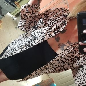 SOLD - TopShop Pale Pink Leopard Print Button-Up Blouse - sz 6